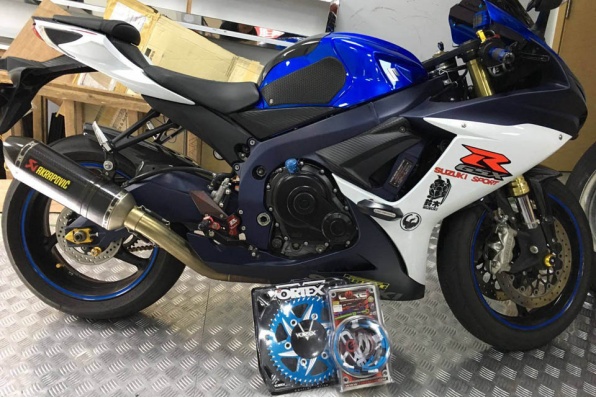 GSXR-750加強制動力及加强爆炸力│Coremoto天藍色全車迫力鋼喉│Vortex加硬合金尾牙│銀星摩托