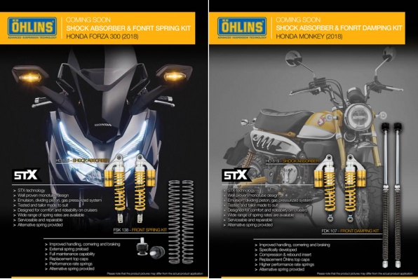 [Ohlins - 新產品現已接受預訂] - 新款(2018)Forza 300及Monkey 前後避震