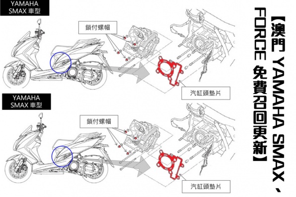 【澳門 YAMAHA SMAX、FORCE 免費召回更新】
