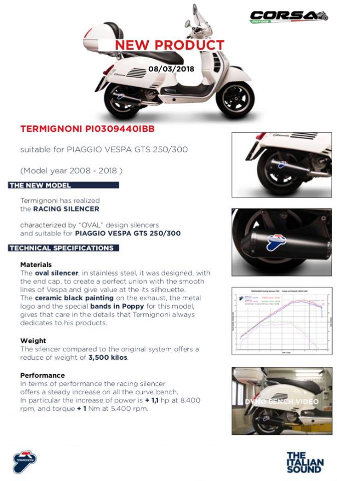2018 Termignoni X Piaggio Vespa GTS 250 300